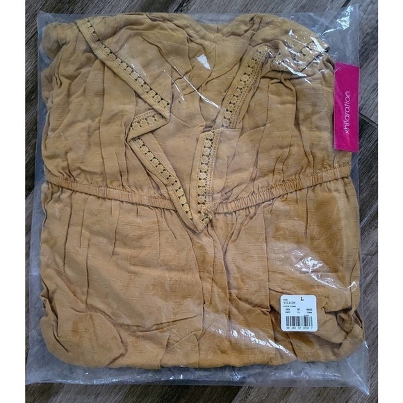 Xhilaration Mustard Yellow Jumpsuit Large NWT - Picture 5 of 5